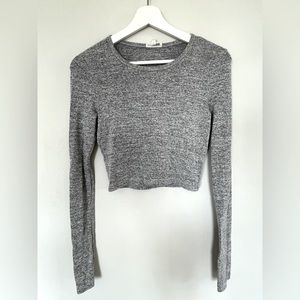 ARITZIA Wilfred Free Grey Longsleeve Crop Top, Size Small